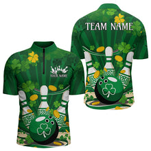 Load image into Gallery viewer, Custom Green St Patrick'S Day Bowling Quarter-Zip Shirts For Men, Celtic Team Bowling Outfits IPHW8375