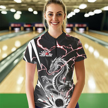 Load image into Gallery viewer, Custom Black And Red Thunder Lightning Dragon Bowling Team Quarter-Zip Shirts For Women IPHW8556