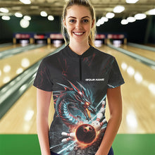 Load image into Gallery viewer, Custom Dragon Bowling Team Womens Quarter-Zip Shirts, Dragon Bowling League Shirt IPHW8559