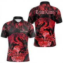 Load image into Gallery viewer, Custom Red Fire Flame Viking Dragon Bowling Polo Team Shirts For Men, Celtic Bowling Shirts IPHW8873