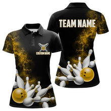 Load image into Gallery viewer, Custom Yellow Bowling Polo Shirts For Women Bowling Team Jerseys Bowling League Shirts IPHW8882