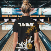 Load image into Gallery viewer, Custom Yellow Bowling Women Quarter-Zip Shirts Bowling Team Jerseys Bowling League Shirts IPHW8882