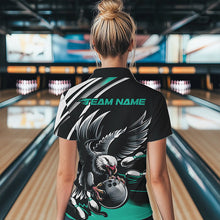Load image into Gallery viewer, Custom Black And Blue Eagle Bowling Jerseys, Bowling Team Women Quarter-Zip Shirts IPHW8887