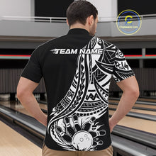 Load image into Gallery viewer, Custom Black And White Maori Style Koru Spiral Tribal Men Bowling Quarter-Zip Team Shirt IPHW10960
