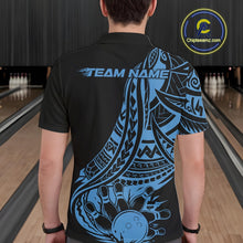 Load image into Gallery viewer, Custom Black And Blue Maori Style Koru Spiral Tribal Men Bowling Polo Team Shirt IPHW10962