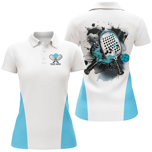 Custom Watercolor Pickleball Polo Shirts, women's Pickleball Outfits | Blue IPHW6933