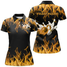 Load image into Gallery viewer, Black And Yellow Vibrant Flame Custom Men's Bowling Team Uniform, Bowling Tournament Shirts IPHW7716