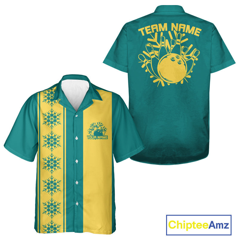 Custom Retro 50S Christmas Bowling Button Up Shirts, Vintage Xmas Bowling Shirt IPHW10105