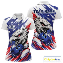 Load image into Gallery viewer, Bowling shirt with eagle design and 'Team Name' text, featuring American flag colors.