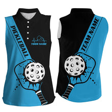 Load image into Gallery viewer, Black And Blue Custom Pickleball Team Shirts For Women, Women'S Pickleball Outfit IPHW7460