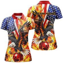 Load image into Gallery viewer, Custom Patriotic Eagle Women's Bowling Shirts, US Flag Bowling League Shirt IPHW7728