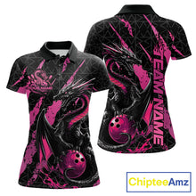 Load image into Gallery viewer, Custom Black And Pink Dragon Bowling Women Polo Shirts, Team Bowling Jerseys IPHW10749