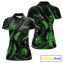 Load image into Gallery viewer, Custom Black And Green Dragon Bowling Women Polo Shirts, Team Bowling Jerseys IPHW10750