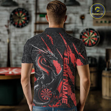 Load image into Gallery viewer, Custom Black And Red Dragon Dart Men Polo Shirts, Team Dart Jerseys IPHW10752