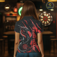 Load image into Gallery viewer, Custom Black And Red Dragon Dart Women Polo Shirts, Team Dart Jerseys IPHW10752