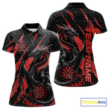 Load image into Gallery viewer, Custom Black And Red Dragon Dart Women Polo Shirts, Team Dart Jerseys IPHW10752