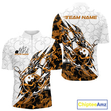 Load image into Gallery viewer, Custom Yellow Camo Bowling Men Quarter-Zip Shirt, Bowling Ball Pattern Team Jerseys IPHW10988