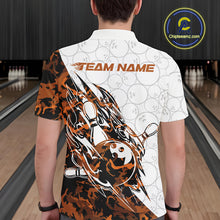 Load image into Gallery viewer, Custom Orange Camo Bowling Men Polo Shirt, Bowling Ball Pattern Team Jerseys IPHW10989