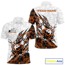 Load image into Gallery viewer, Custom Orange Camo Bowling Men Polo Shirt, Bowling Ball Pattern Team Jerseys IPHW10989
