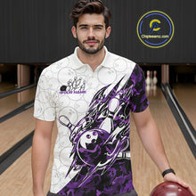Load image into Gallery viewer, Custom Purple Camo Bowling Men Polo Shirt, Bowling Ball Pattern Team Jerseys IPHW10991