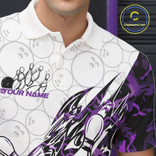 Load image into Gallery viewer, Custom Purple Camo Bowling Men Polo Shirt, Bowling Ball Pattern Team Jerseys IPHW10991