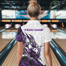 Load image into Gallery viewer, Custom Purple Camo Bowling Women Polo Shirt, Bowling Ball Pattern Team Jerseys IPHW10991