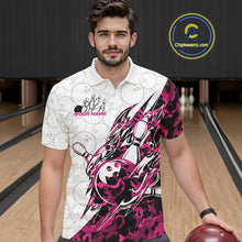 Load image into Gallery viewer, Custom Pink Camo Bowling Men Polo Shirt, Bowling Ball Pattern Team Jerseys IPHW10992