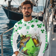 Load image into Gallery viewer, Custom St Patrick's Day Shamprock Walleye Long Sleeve Tournament Fishing Shirts IPHW8389
