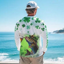 Load image into Gallery viewer, Custom St Patrick's Day Shamprock Walleye Long Sleeve Tournament Fishing Shirts IPHW8389