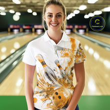 Load image into Gallery viewer, Custom Black And Yellow Women Bowling Team Shirts, Bowling League Shirt Bowlers Outfit IPHW10784