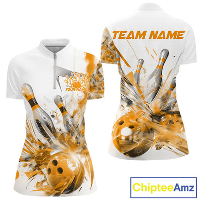 Custom Black And Yellow Women Bowling Team Shirts, Bowling League Shirt Bowlers Outfit IPHW10784