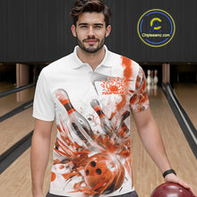 Load image into Gallery viewer, Custom Black And Orange Men Bowling Team Shirts, Bowling League Shirt Bowlers Outfit IPHW10785