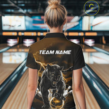 Load image into Gallery viewer, Yellow Thunder Lightning Custom Panther Women Bowling Shirts, Panther Bowling Jerseys IPHW10792