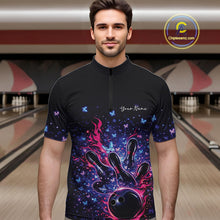 Load image into Gallery viewer, Custom Colorful Elegant Butterfly Bowling Men Quarter-Zip Shirt, Flame Bowlers Jersey IPHW11012