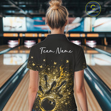 Load image into Gallery viewer, Custom Yellow Elegant Butterfly Bowling Women Polo Shirt, Flame Bowlers Jersey IPHW11015