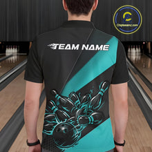 Load image into Gallery viewer, Custom Turquoise Blue Flame Men Bowling Team Shirts, Bowling League Shirt Bowler Jerseys IPHW11293