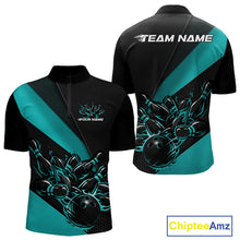 Load image into Gallery viewer, Custom Turquoise Blue Flame Men Bowling Team Shirts, Bowling League Shirt Bowler Jerseys IPHW11293