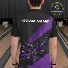 Load image into Gallery viewer, Custom Black And Purple Flame Men Bowling Shirts, Bowling League Shirt Bowler Jerseys IPHW11294
