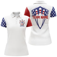 Load image into Gallery viewer, American Flag Bowling Pins Custom Bowling Team Shirts Women, Patriotic Bowling Jerseys IPHW6611