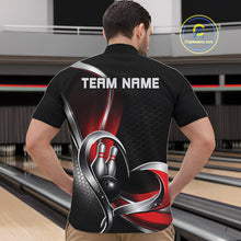 Load image into Gallery viewer, Custom Black And Red Heart Bowling Men Quarter-Zip Shirt, Hexagon Bowling Team Jerseys IPHW11306