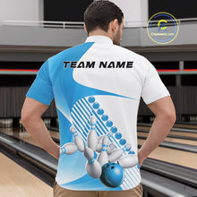 Load image into Gallery viewer, Custom White And Light Blue Bowling Ball And Pins Men Quarter-Zip Shirt, Bowling Team Jerseys IPHW11321