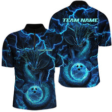 Load image into Gallery viewer, Black And Blue Thunder Lightning Custom Dragon Bowling Shirts For Men, Bowling Team Jerseys IPHW7522