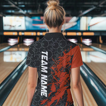Load image into Gallery viewer, Black And Orange Custom Bowling Tournament Womens Quarter-Zip Shirts, Bowling Team Jerseys IPHW8421