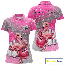 Load image into Gallery viewer, Sassy Classy Flamingo Custom Women Bowling Polo Shirt, Glamorous Ladies Outfit IPHW11028