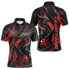 Load image into Gallery viewer, Custom Black And Red Dragon Bowling Team Polo Shirts For Men, Dragon Bowling Jerseys IPHW8924