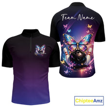 Load image into Gallery viewer, Custom Colorful Butterfly Bowling Men Quarter-Zip Shirt, Bowling Tournament Team Shirt IPHW11031