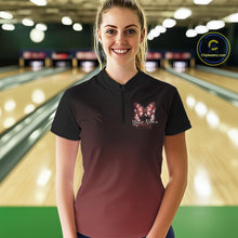 Load image into Gallery viewer, Custom Red Butterfly Bowling Women Quarter-Zip Shirt, Bowling Tournament Team Shirt IPHW11032