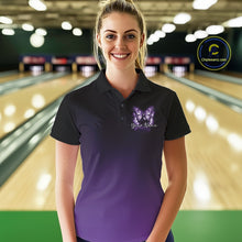Load image into Gallery viewer, Custom Purple Butterfly Bowling Women Polo Shirt, Bowling Tournament Team Shirt IPHW11033
