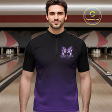 Load image into Gallery viewer, Custom Purple Butterfly Bowling Men Quarter-Zip Shirt, Bowling Tournament Team Shirt IPHW11033