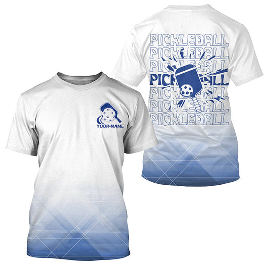White And Blue Custom Pickleball T-Shirts For Men, Pickleball Spirit For Pickleballer IPHW7745